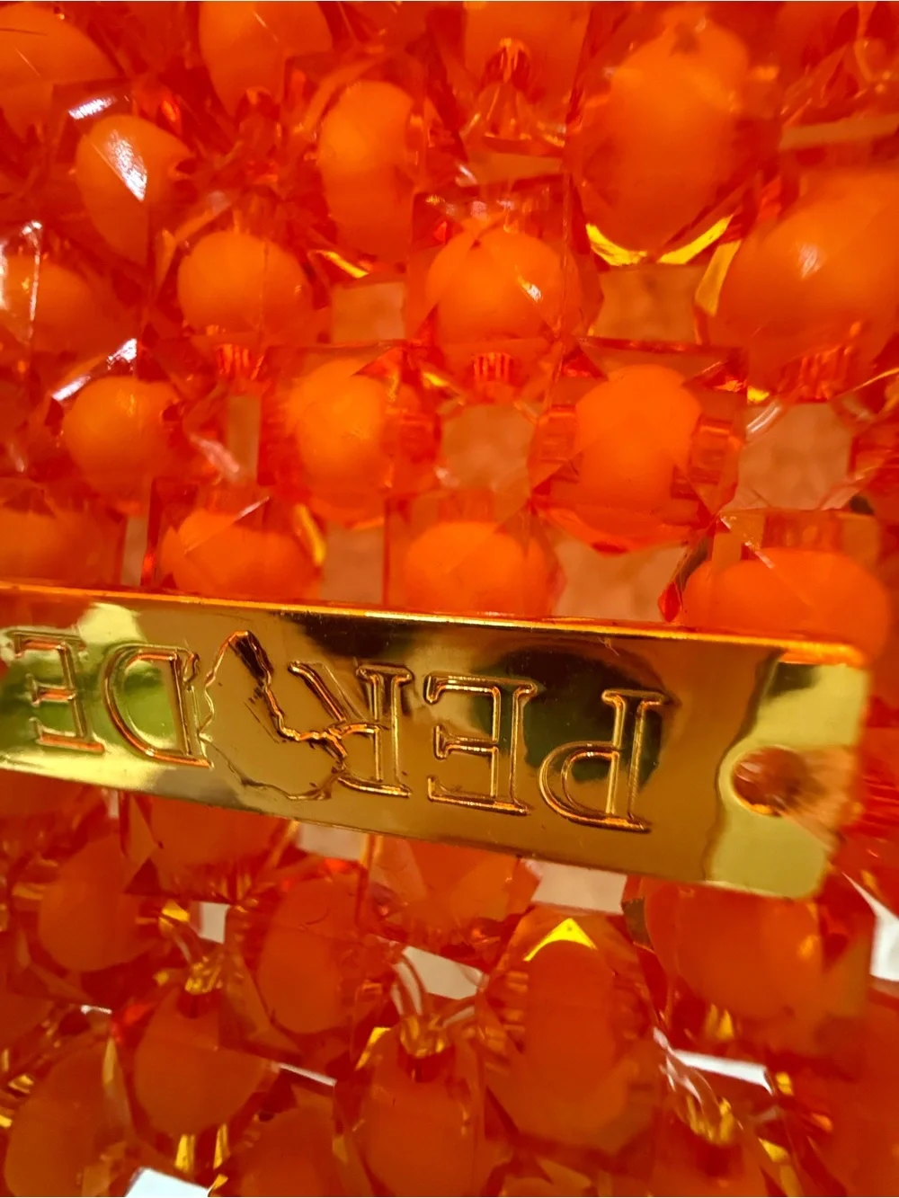 Perade Orange Acrylic Beaded Mini Bag | Handmade | Statement Handbag Clutch